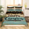 Camping Bedding Set Twin King Full Size for Teens Adult Duvet Cover Happy Camping Comforter Cover 3 Pieces with 2 Pillowcase 1