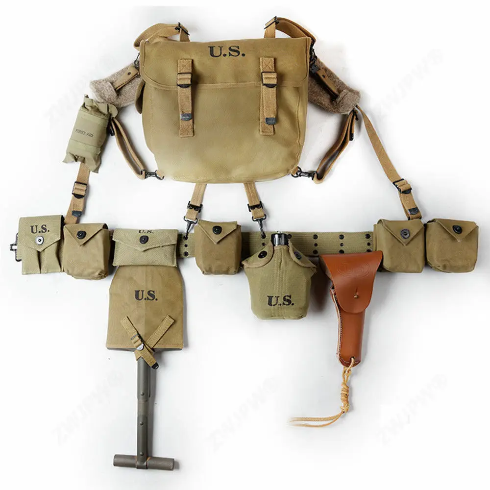 WORLD WAR II WW2 US ARMY D-DAY M1 SOLDIER EQUIPMENT COMBINATION MILITARY COLLECTION WAR REENACTMENTS military equipment