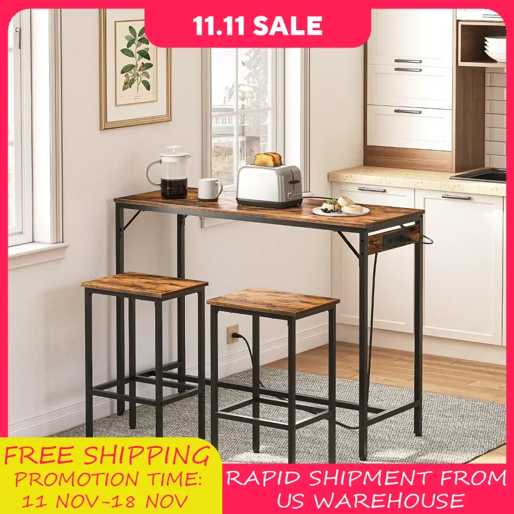 Dining Room Sets, Kitchen Bar Height Table with Stools of 2 Chair, Table and Chairs Set, Dinning Tables Furniture,