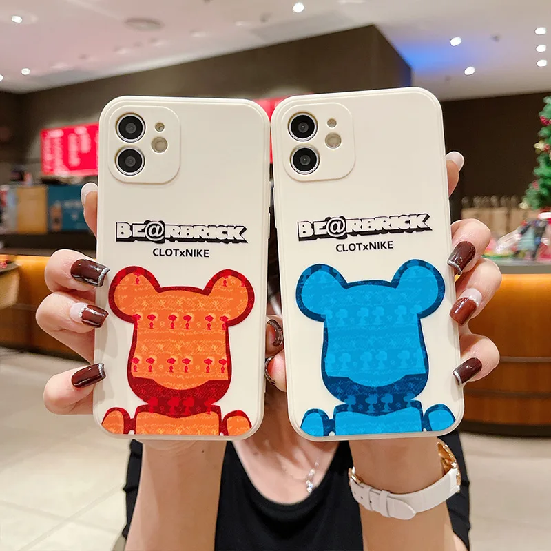 

Trendy Violent Bear Case for iPhone 13 12 11 Pro Max Mini XR XS X 6 6s 7 8 Plus SE Luxury Women's Silicone Cute Phone Case