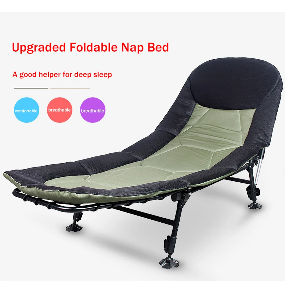 180kg Portable Green Folding Camping Bed Adjustable Leg