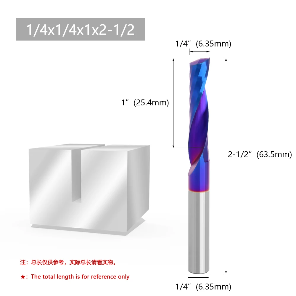 AURWOF 1/4 Schaft hochwertiger Einzelflöten-Schaftfräser Vollhartmetall Nano Blue Up Cut für Aluminium -C Z07O0625UBL – Detail 2