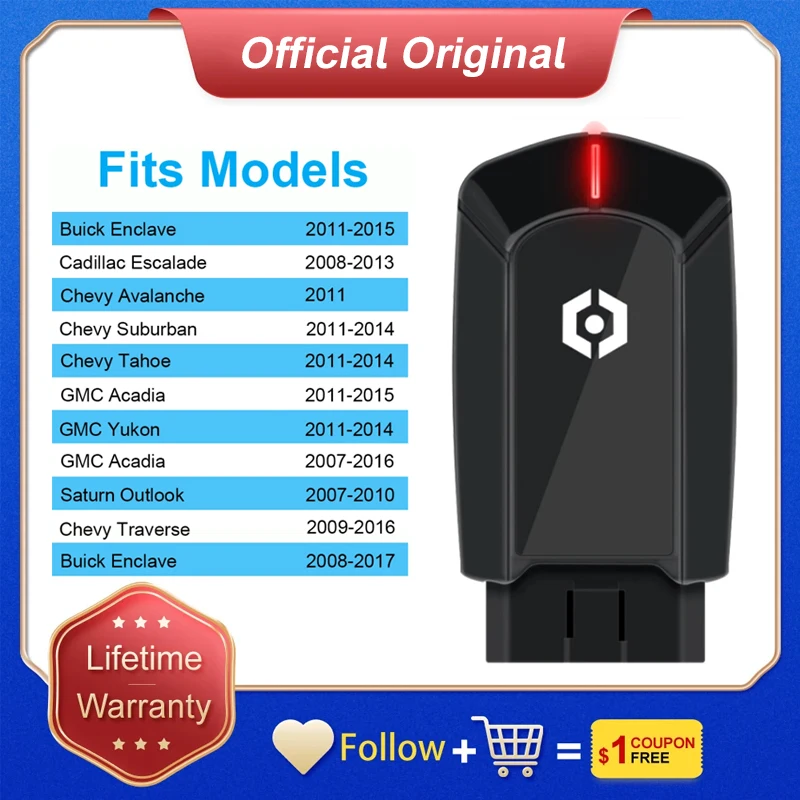 

FOB Key Programmer OBD2 Connector Dealer Locksmiths Remote Replacement Duplicator Self-Cloning Tool For Buick Cadillac Chevy GMC