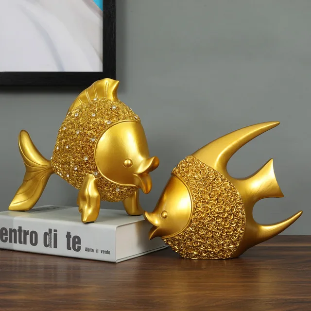 

Современные алмазные золотые рыбки Lucky аксессуары из смолы украшение для гостиной в доме книжный шкаф скульптура ремесла