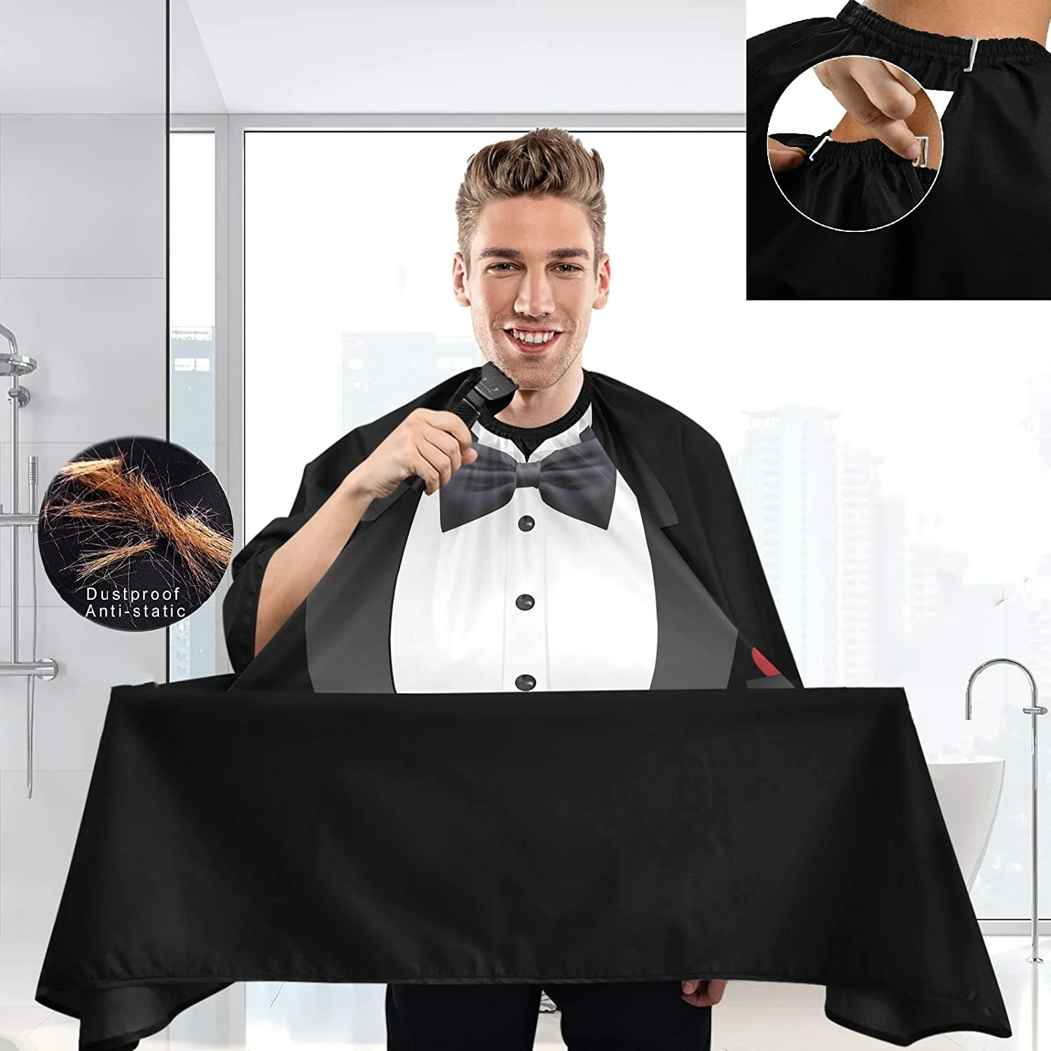 Spot Barbershop Capes Pattern of Suit Professional Salon Haircutting Shirt Antistatic Hairdresser Apron Barber Styling Tools images - 6