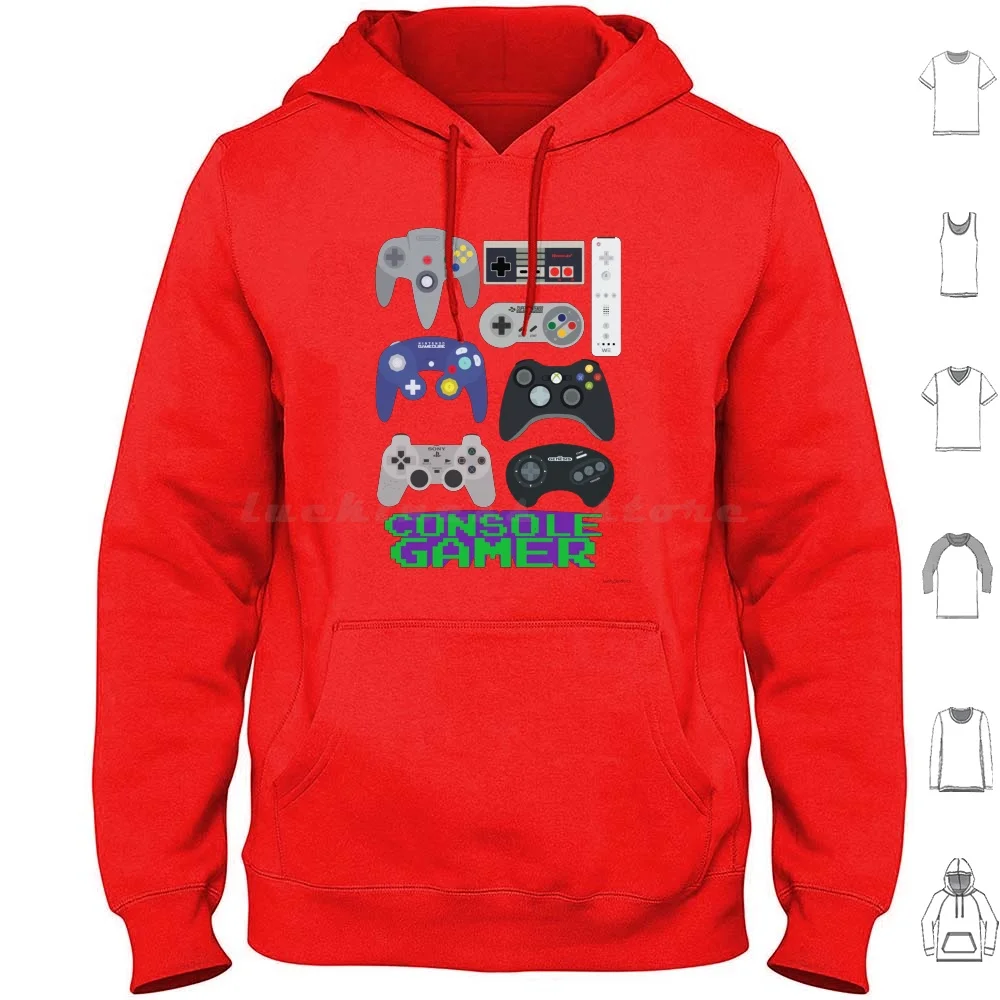 Console Gamer Shirt Felpe Con Cappuccio Manica Lunga Wii Nes Snes 64 Gamecube Console Gamer Gamer Videogiochi Vidya Vector Microsoft