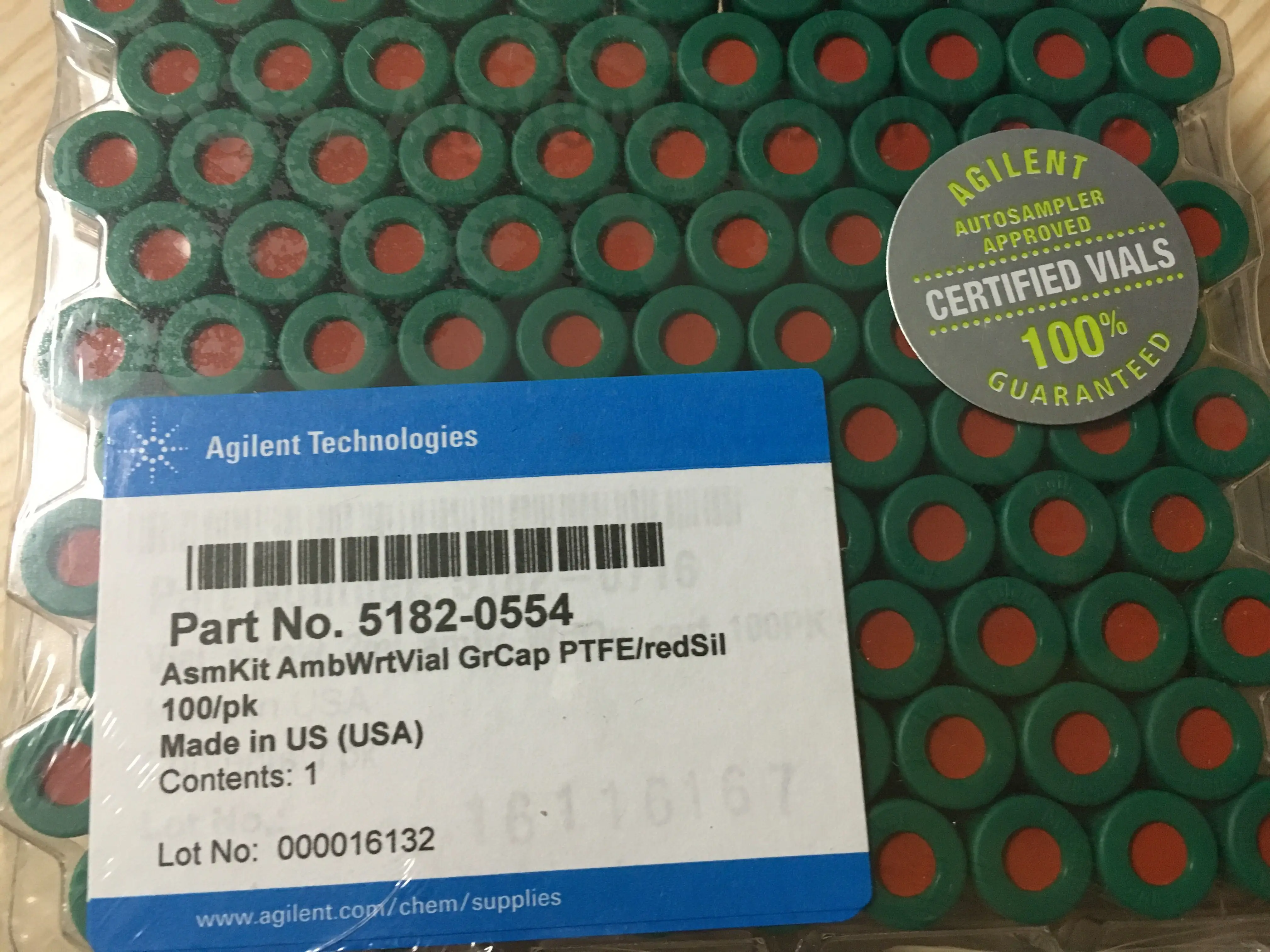 

Agilent amber vial 5182-0554 Screw cap red silicone pad 100/pk