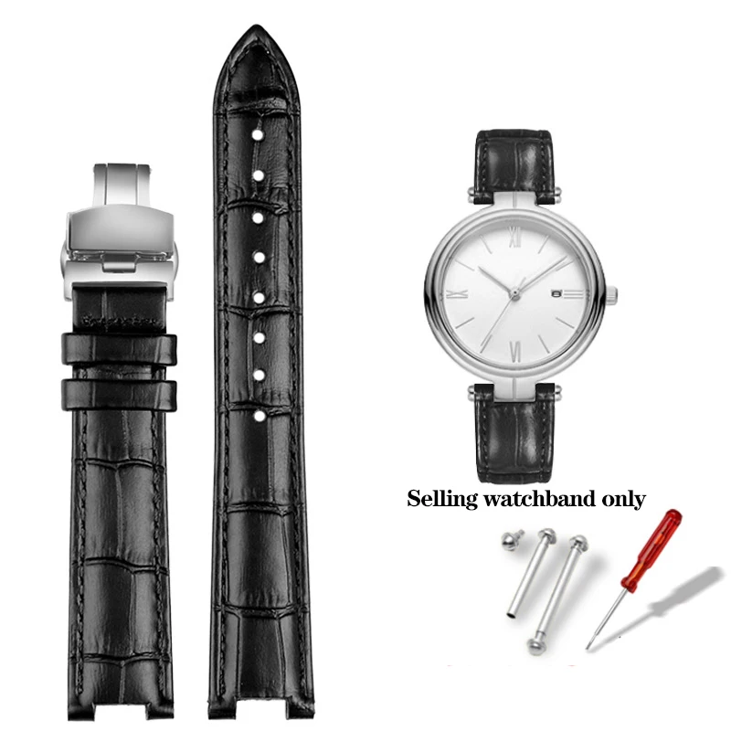 thumbnail image 1 of Correa de reloj de piel de vaca para Ros-sini 516752 616764 517784 5758G Correa de cadena de reloj con muesca Pulsera roja para hombres y mujeres 14 mm 16 mm 18 mm, 1 of 5