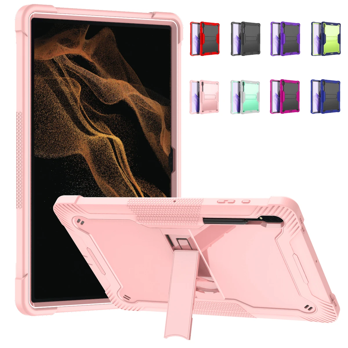 

Stand Case For Samsung Galaxy Tab S9 Ultra 14.6 2023 SM-X910 SM-X916B S8 Ultra X900 X906 14.6 inch Kids Shockproof Cover PC+TPU