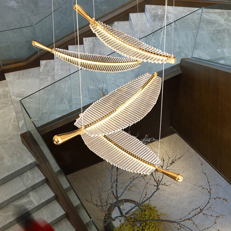 

Rotating staircase pendant lamp loft duplex building large pendant lamp living room villa hanging long pendant lamp decoration