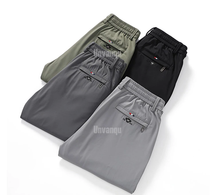 Description Picture 5 of itemUnvanqu Harajuku Street Soft Ice Silk Thin Casual Pants 2024 Summer Men's Fashion New Small Straight Elastic Waist Trousers Male