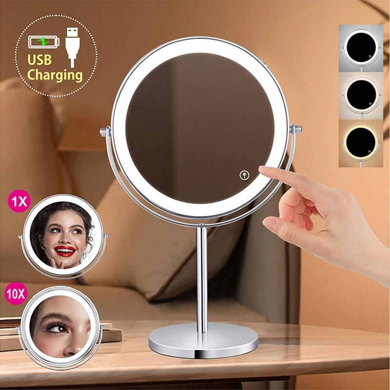 Miroir de maquillage grossissant LED