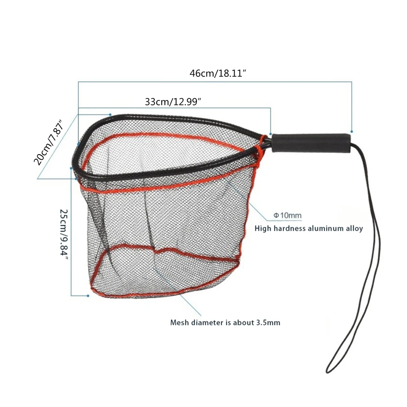 Floating Fishing Net for Salmon Fly Kayak Catfish Bass Trout Fishing Rubber Coated Landing Net