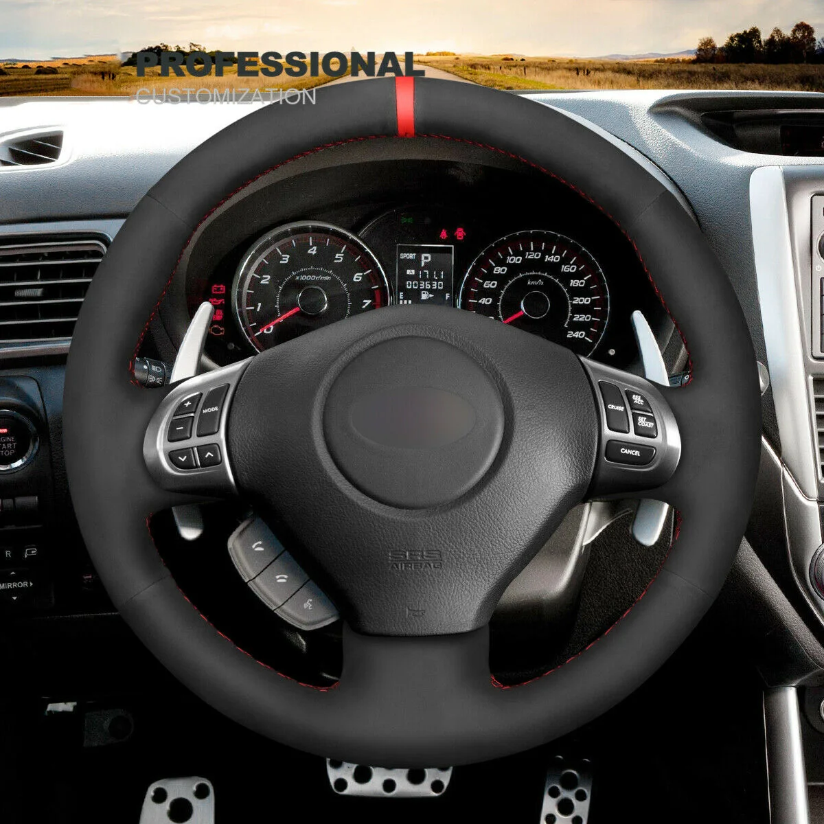 

DIY Hand Stitch Black Suede Steering Wheel Cover For Subaru Forester Impreza WRX Legacy Exiga Car Accessories