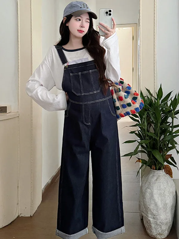 출산용 청바지 봄 가을 캐주얼 루즈 플러스 사이즈 슬리밍 롱 팬츠 아우터웨어 조절 가능한 스트랩 모든 임산부에게 적합한 다용도