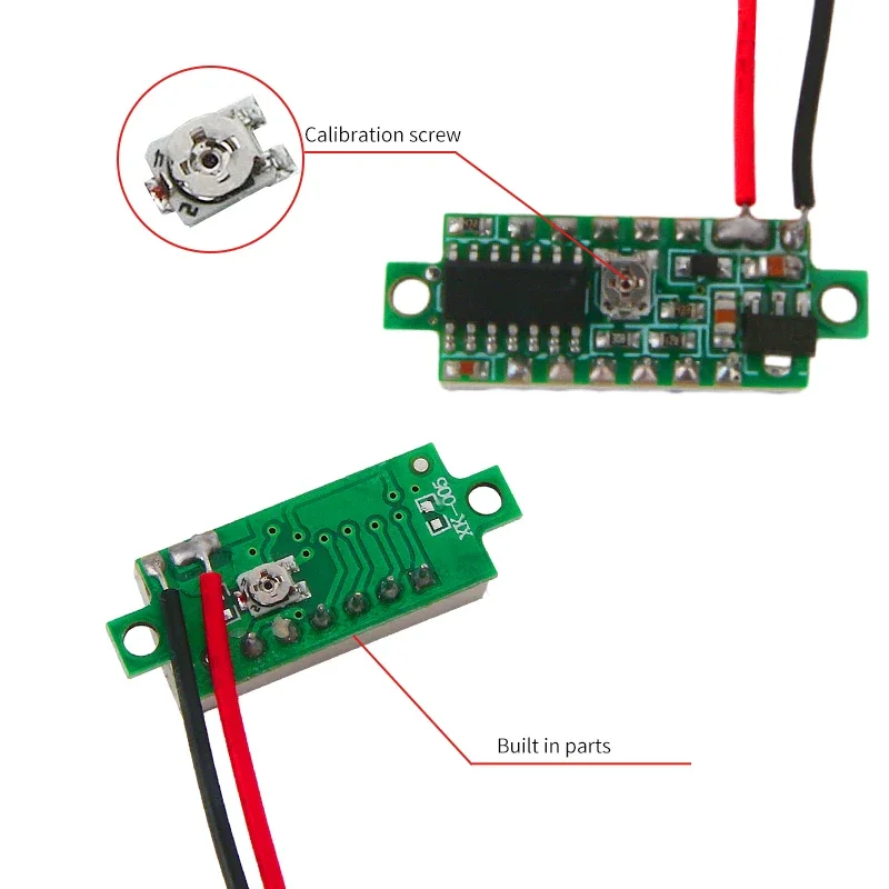 0.28 인치 DC LED 디지털 전압계, 0-100V 전압계, 자동 자동차 모바일 전원 전압 테스터 감지기, 12V 적색 녹색 청색 황색