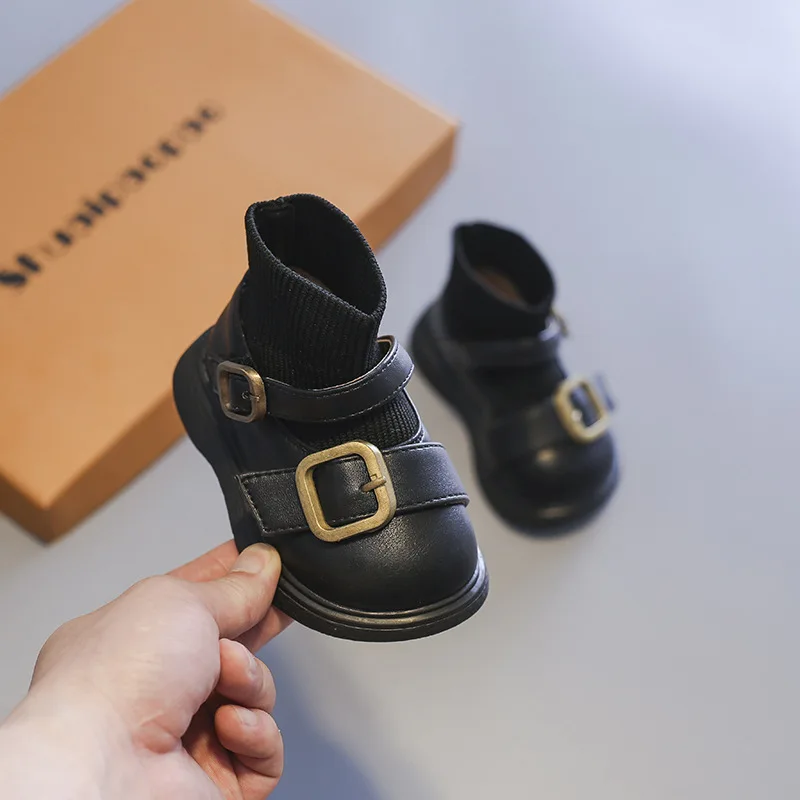 2022 Autumn Winter Baby Girls Boots Kids  Boots Infant Toddler Shoes Soft Bottom Outdoor Children Casual Knitted Boots