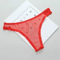 Sexy Transparent string culottes femmes dentelle voir à travers l'entrejambe maille bas Sexy sans couture taille basse t-pantalon sous-vêtements 2