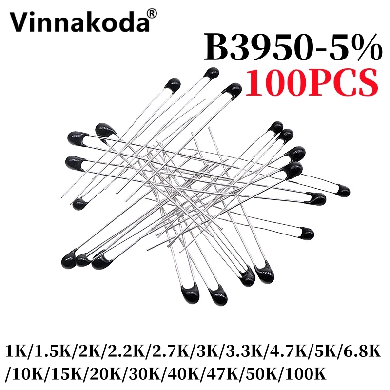 100PCS NTC Thermistor Thermal Resistor MF52A 1K/1.5K/2K/2.2K/2.7K/3K/3.3K/4.7K/5K/6.8K/10K/15K/20K/30K/40K/47K/50K/100K B3950-5% 3dsway 3d printer parts ht ntc 100k ohm b3950 thermistor cartridge sensor with sm plug high temperature for e3d v6 pt100 hotend