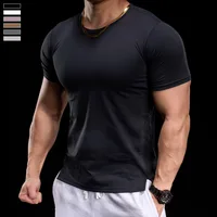 Vêtements d'entraînement de Fitness pour hommes, T-shirt de sport serré à manches courtes, respirant, haute élasticité, pour course à pied 2