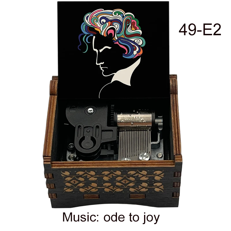 Famous Ode an die Freude Music Box Ode to Joy Black Wooden 18 Tones Mechanical Handmade Ornament Friends Family Birthday Gift 6