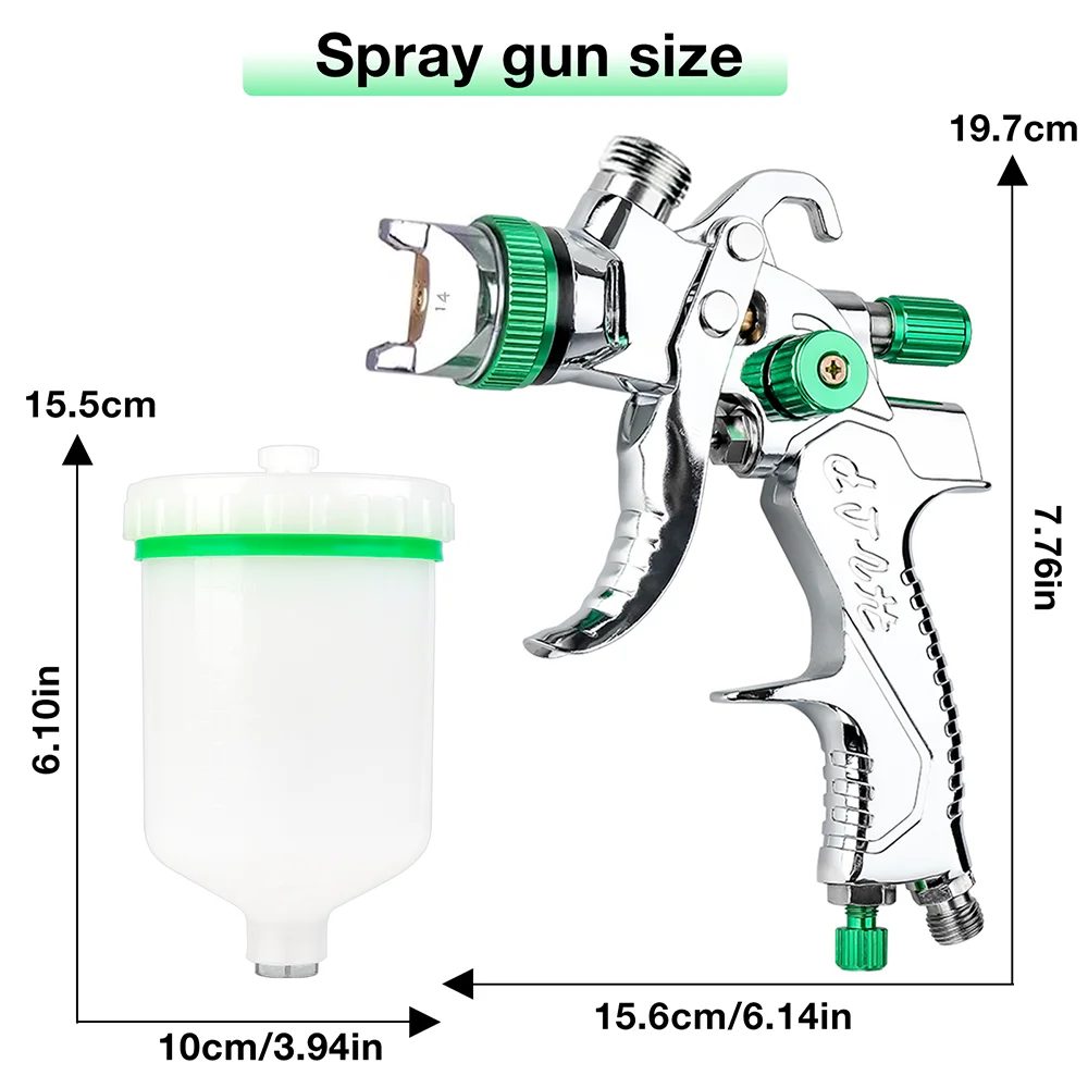 HVLP Professional Spray Gun 1.4mm 1.7mm 2.0mm Steel Nozzle Household Spray Gun Portable Car Paint Spray Gun Kit Pneumatic Tools 3