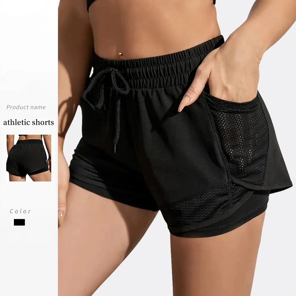 Women Sports Shorts Anti-glare Quick-dry Running Loose High-waisted Outside Wear Yoga Fitness Pants