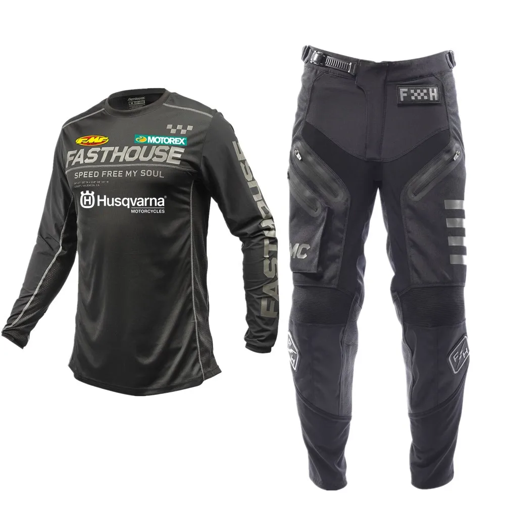 husqvarna Off Road Gear Set Top Hard Enduro Motocross Combo Motorcycle Jersey And Pant motocross gear set