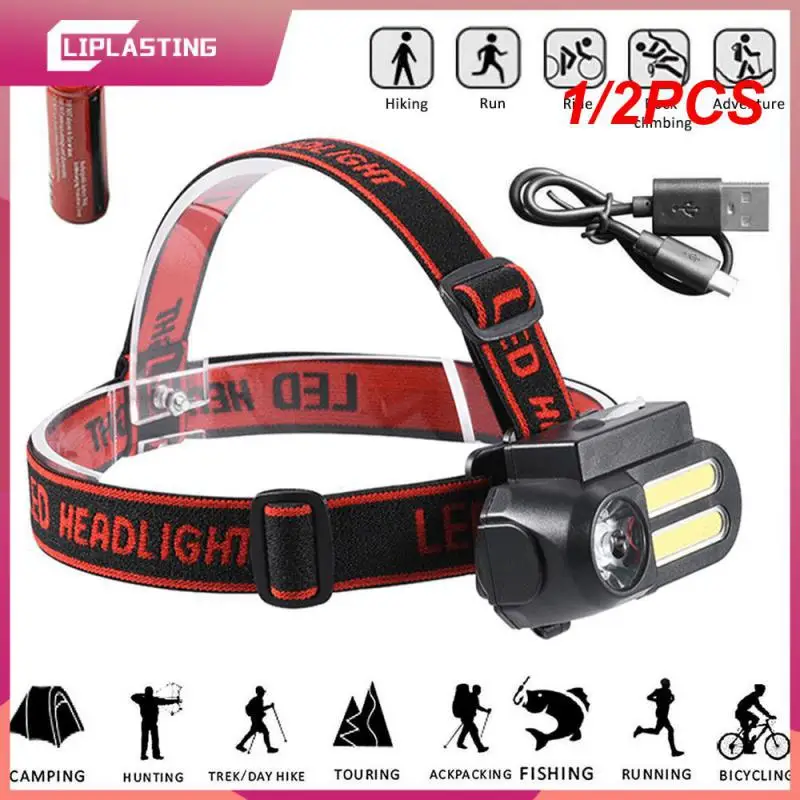 

1/2PCS LED Headlamp Headlights Outdoor Camping Portable Mini XPE+COB Headlamp USB Charging Fishing Cycing Light for 18650