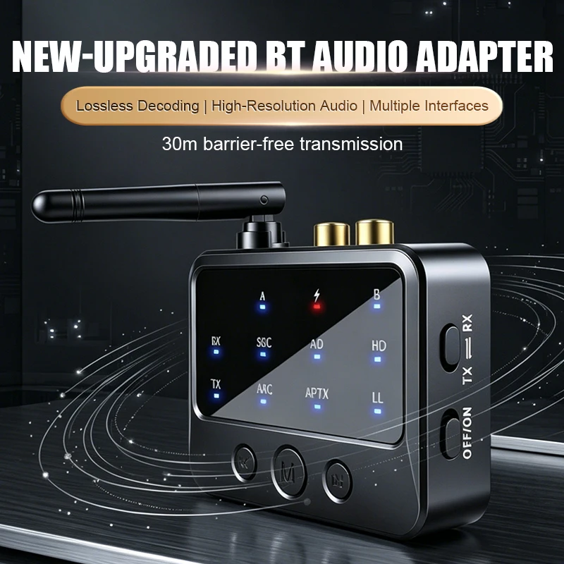 KEBIDUMEI 블루투스 6.0 수신기 송신기 aptX-Adaptive AD/HD/LL AAC 3.5mm AUX RCA 잭 PC TV용 무선 오디오 어댑터,Bluetooth 6.0 Receiver Trans