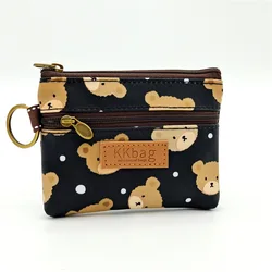 Adorable Animal Zipper Wallet: Stylish Coin & Card Holder (Bear dark)