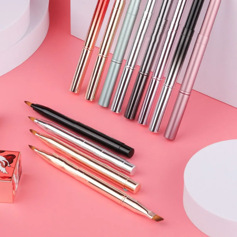 Retractable Lip Makeup Brush Lipstick Lip Gloss Brush Telescopic Dual Use Eyeshadow Beauty Tool With Protect Cap