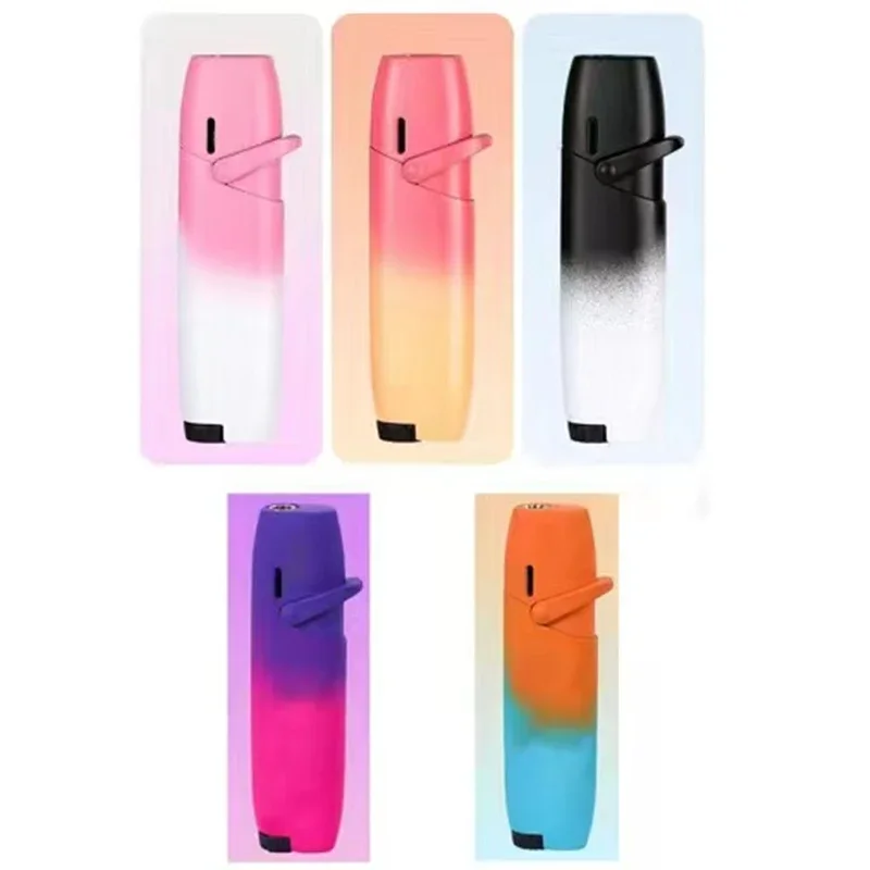 BBQ Lighter Butane Gas Lighter Advanced Gradient Inflatable Creative Outdoor Windproof Pink Flame Gift Men Women