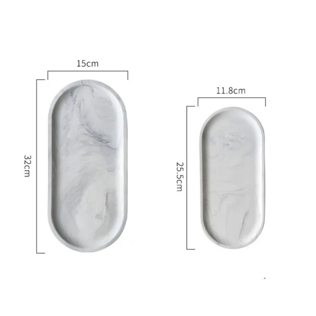 Nordic White Marble Ceramic Jewelry Storage Tray Oval Ellipse Fruit Decorative Plate Food Dessert Dish Tableware 6