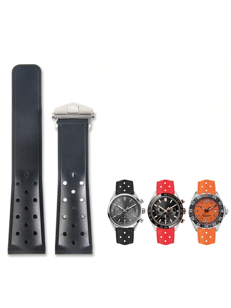 Per Tag Heuer F1 Racing Series Silicone 22Mm Accessori Kalila Racing Diving Speciale Fibbia Pieghevole Cinturino In Gomma Per Orologio
