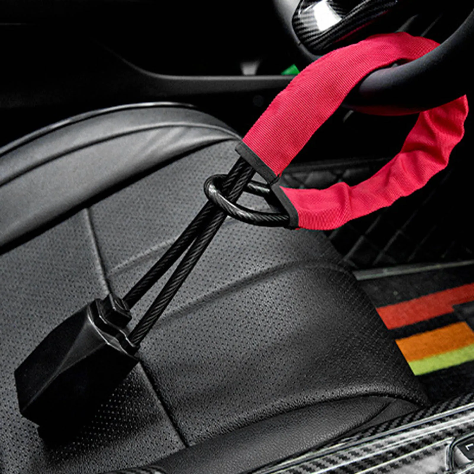 Enhanced Anti-Theft Steering Wheel Lock with Convenient Seat Belt Buckle Design