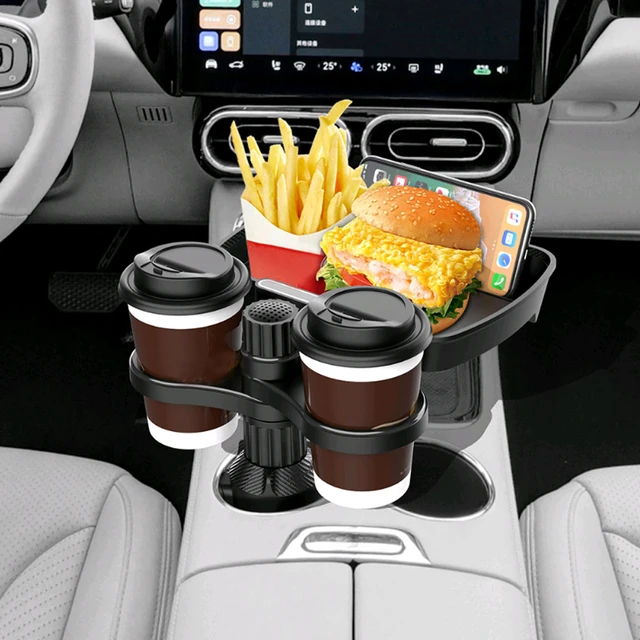 Car Cup Holder Tray With Swivel Base 360 Degree Adjustable Car Cup Holder  Food Tray Organized Drink Holder For Car Accesssories