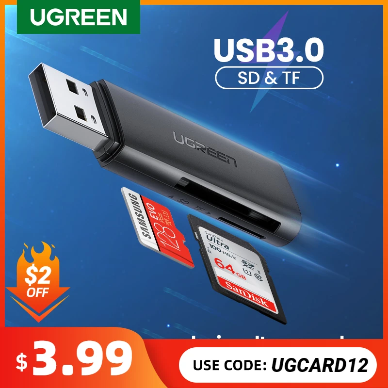  UGREEN Card Reader USB 3.0 to SD Micro SD TF Memory Card Adapter for PC Laptop Accessories Multi Smart Cardreader Card Reader