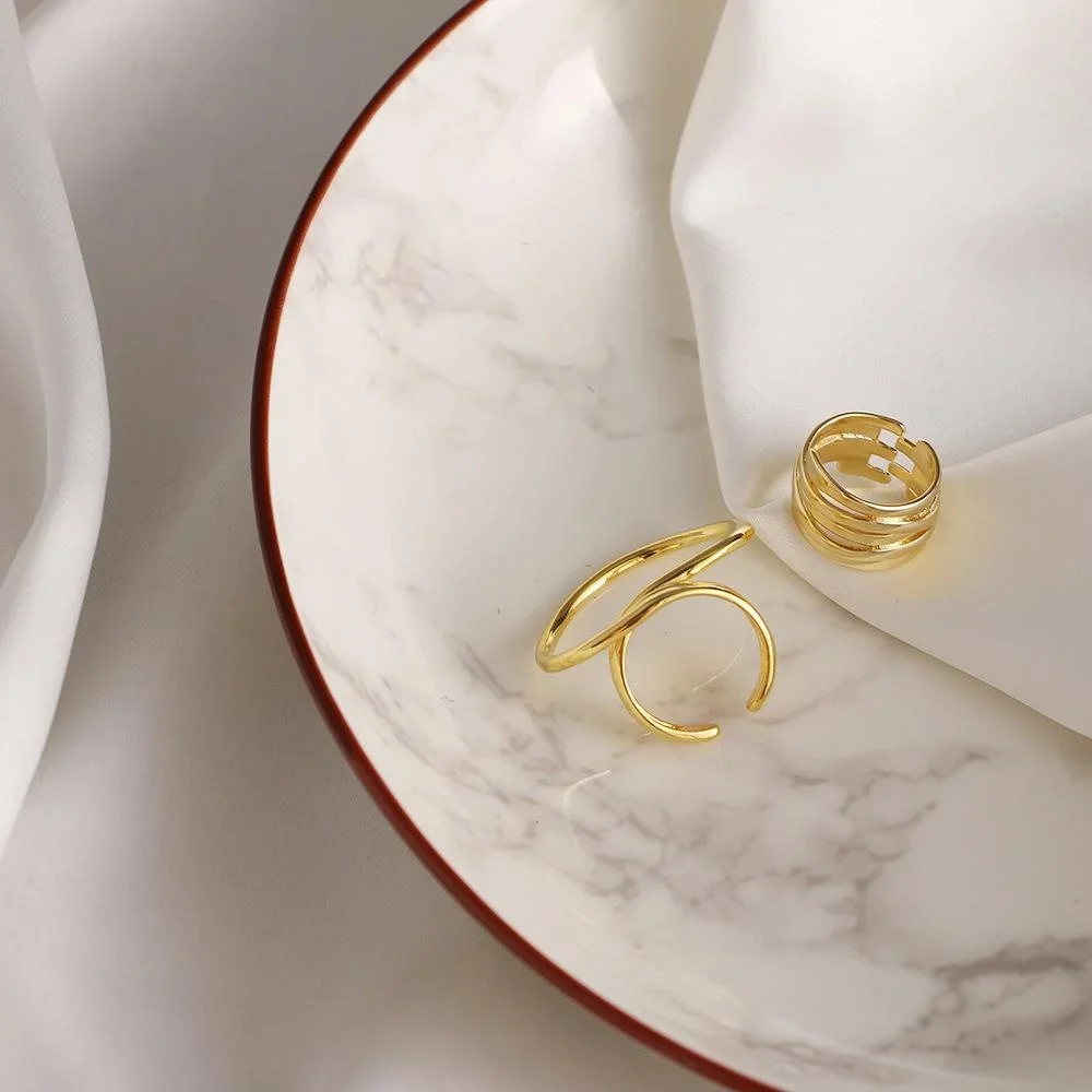 Women Rings Exaggerated Lines Rings for Women Fashion Simple Distorted Geometric Party Statement Designer Jewelry 2pcs/set finger rings,womens ring,jewelry rings,ring jewelry