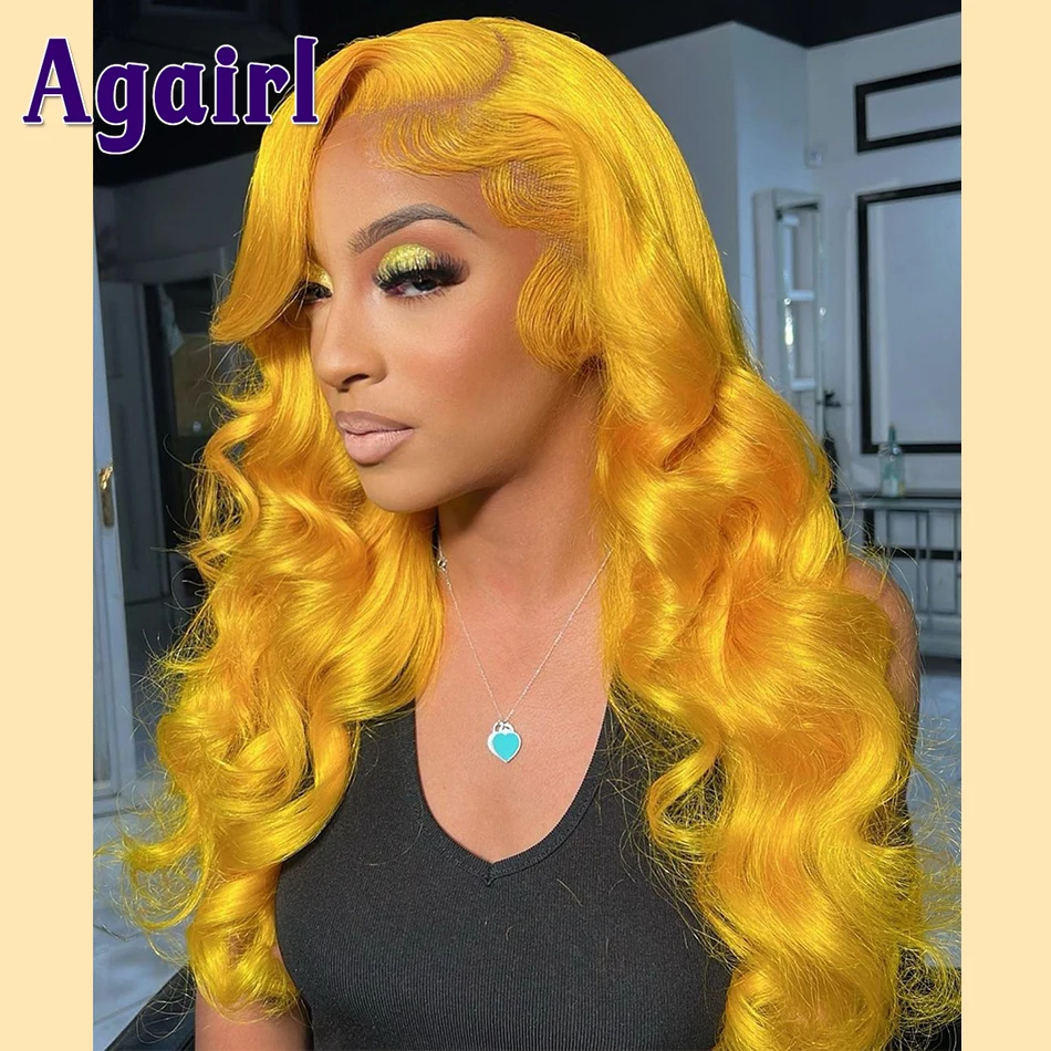 

HD 13X4 Lace Frontal Wig Yellow 180% Density 13X6 Body Wave Lace Front Wig Pre Plucked 5X5 Human Hair Lace Closure Wig 1B/613
