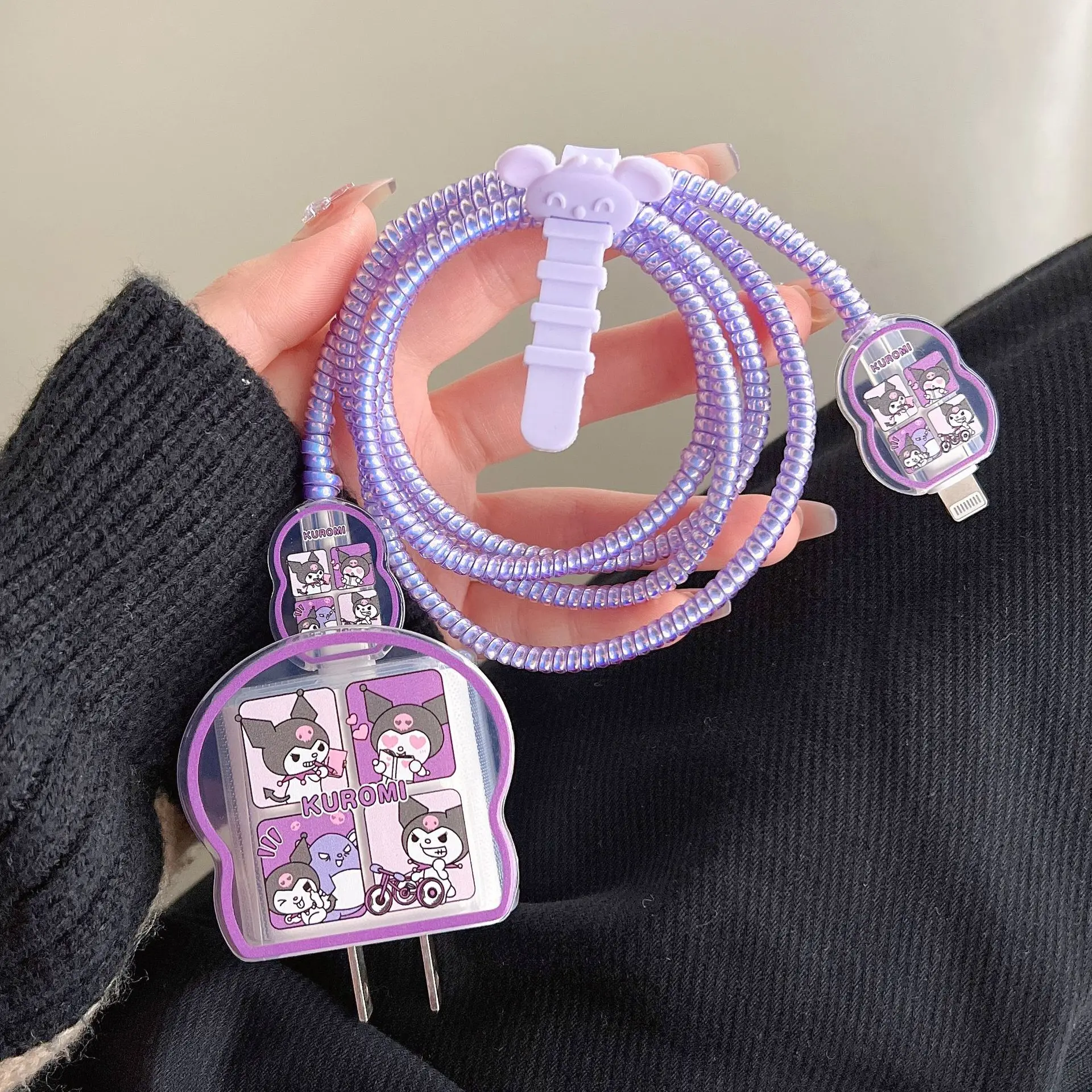 Kuromi Pochacco Anti-breaking Apple Data Cable Protective Case Hello Kitty Mobile Phone Charger Winding USB Cable Protector 20W