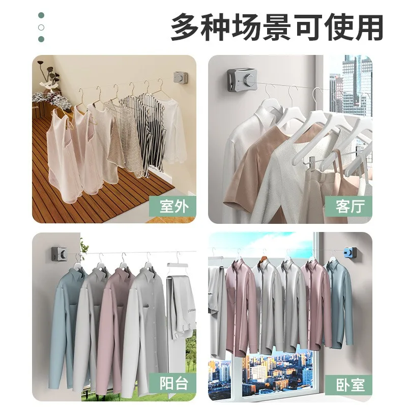 Retractable Clothesline 5M Anti-Sag Clothes Drying Laundry Line Indoor Space Saving Wall-mounted Invisible New 4