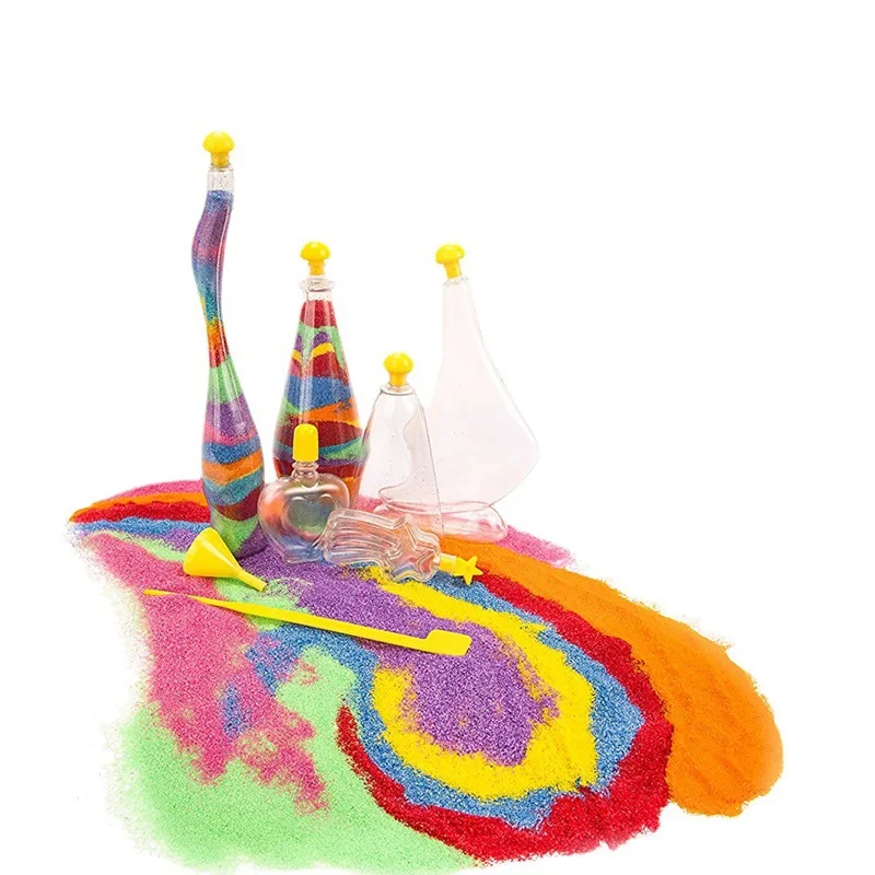 7 Designs Gift Box Colored Sand Art Kit DIY Layered Sand Bottle Craft Glow in The Dark Sand Home Decor Gift for Kids Girls