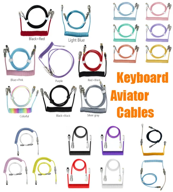 Aviator Cable For Mechanical Gaming Keyboard Type C USB Aviation Connector For Desktop PC 1.8M Computer Gamer Coiled Keyboard 1