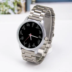 Rose Gold Men's Watch with Black and Silver Watchband - Personalized Gift Edition (Silver case C2)