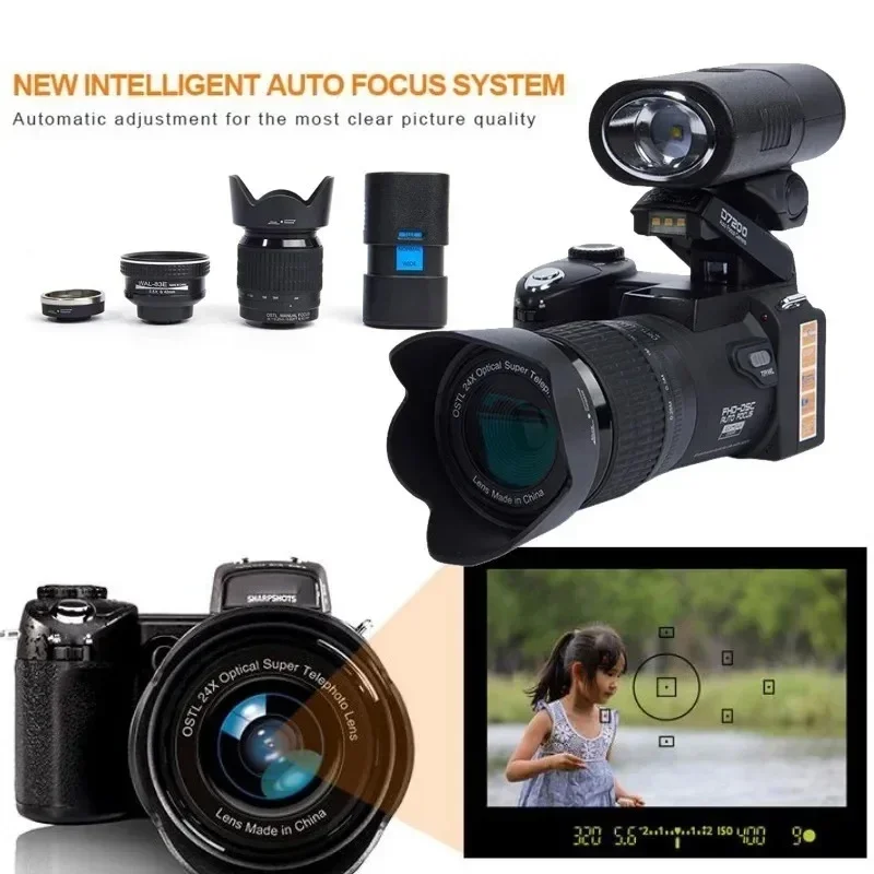 POLO D7200 Professional Digital Camera with Optical Zoom for Photography, Auto Focus, 33MP Photo, 1080P HD Video