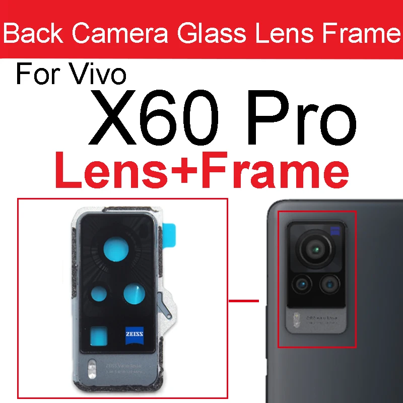 Фото Задняя стеклянная рамка для объектива камеры задняя крышка для Vivo X50 X60 X50Pro X60Pro + Plus фотодержатель кронштейн наклейка детали №2