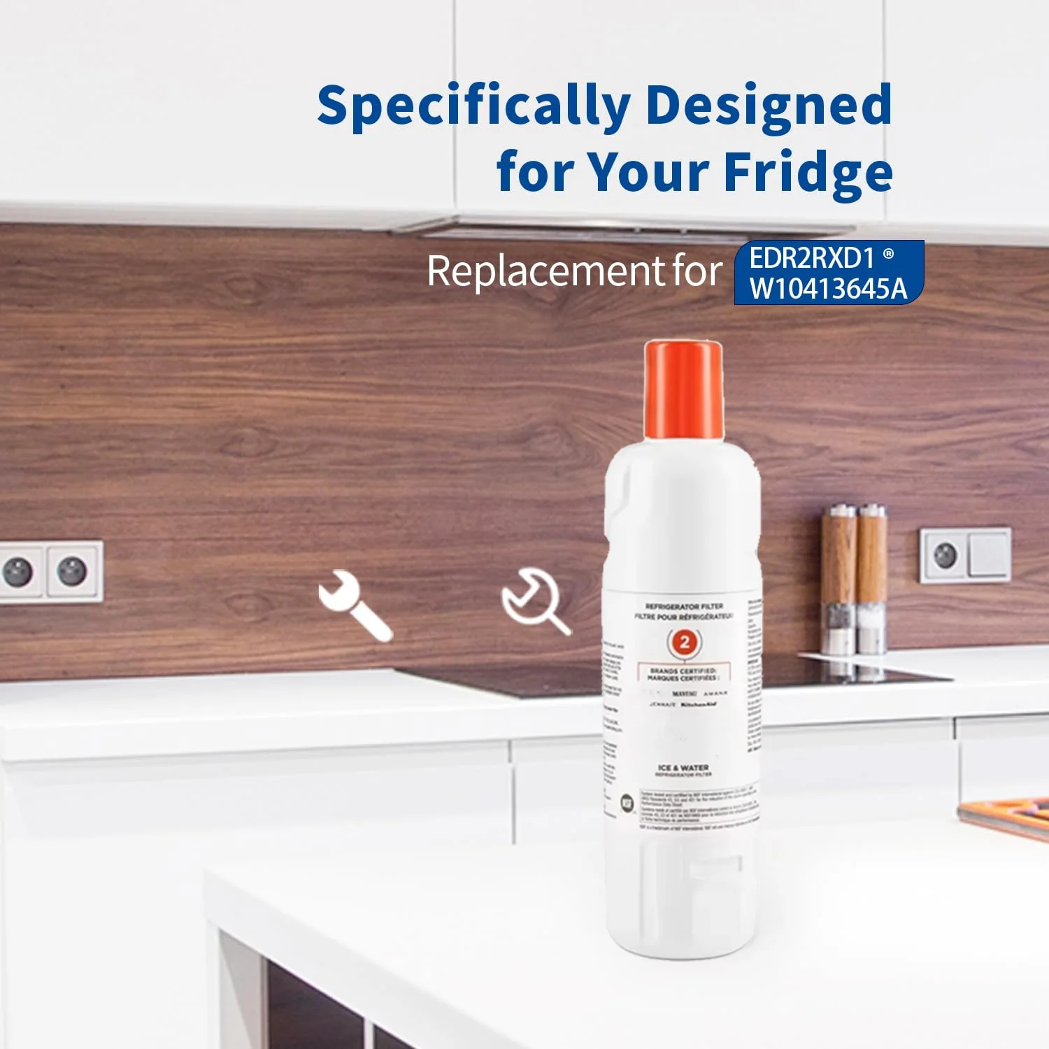 NSF Certified For everydrop by Whirlpool Ice and Water Refrigerator Filter 2, EDR2RXD1 Element W10413645A WRF989SDAB