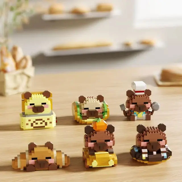 New Product Kapi Capybara Bala Rat Cartoon Doll Building Blocks Cute Desktop Ornaments Children's Assembly Toy Birthday Gift 1