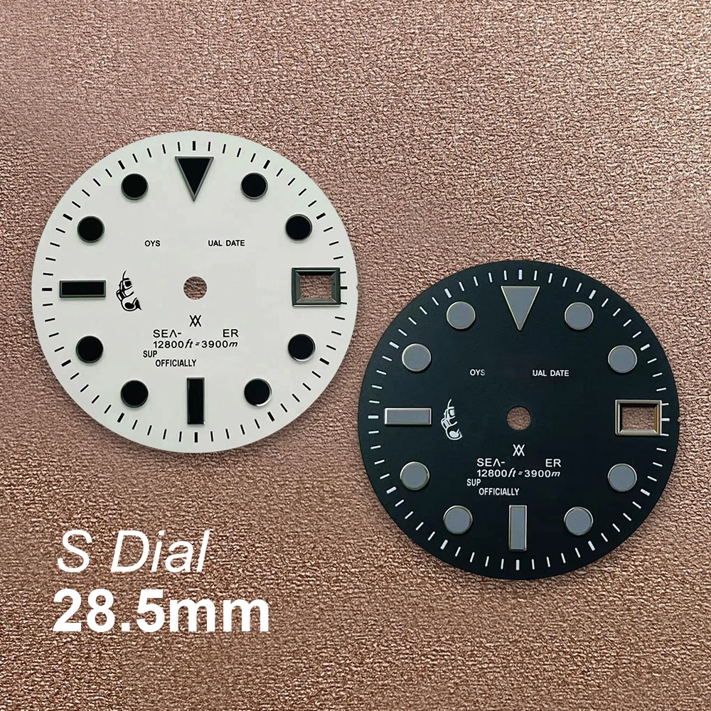 

Черный рыцарский циферблат с логотипом S 28,5 мм, подходит для японских часов NH35/NH36/4R/7S, аксессуары для модификации часов